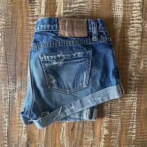 Hollister Cuffed Distressed Low Rise Shorts